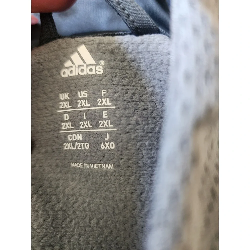 Adidas Mens 2XL Gray Neon Yellow Full Zip Mesh Fleece Lined Hoodie Jacket
